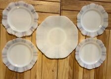 American Sweetheart MONAX Opalescent Cake Plate W/4 Dessert Plates Macbeth Evans picture