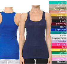 (Ambiance) Ribbed Racer Back Tank Top Long Basic Muscle Shirt Junior & Plus Size picture
