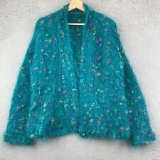 Vintage Mohair Wool Open Cardigan Sweater blue size M picture