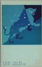 Vintage LEO Zodiac Birthday Greetings Postcard Sheehan Screen-Printed Card picture