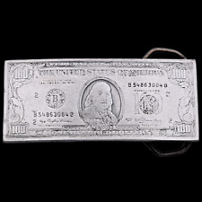 $100 Dollar Bill Cash Money Benjamin Stacks Bands Greenbacks Belt Buckle (New) picture