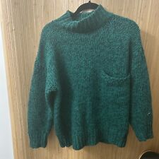 Vintage Susann D Sweater Acrylic Wool Mock Neck Green Black Medium picture