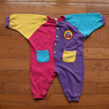 Vintage Crayola Baby Pink Purple Blue 1pc Outfit Romper sz 18 mo picture