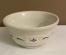  Longaberger Pottery Woven Traditions Small Ivory Blue Mixing Bowl 6 1/2