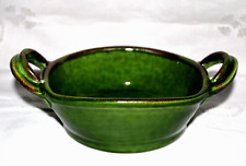 Italian Pottery Serving Dish Moss Green Double Handles picture
