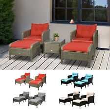 5pc Outdoor Patio Furniture Set Rattan Wicker Conversation Sofa w/ Ottoman picture