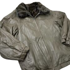 Vintage Mens Leather Jacket Medium Full Zip Fur Lined Jacket Military Bomber picture