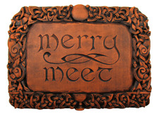 Merry Meet Wall Plaque Wood Finish Dryad Design Wiccan Saying Welcome Sign picture