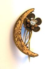 Victorian Crescent Moon Pin, 1900's, Vintage Jewelry picture