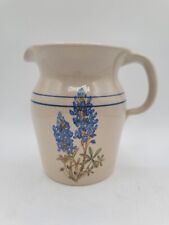 Yesteryears Pottery Hand Turned Crock Pitcher Vase with Bluebonnets Texas picture