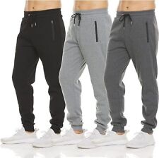 3 PACK: Men's Fleece Lined Slim Fit Casual Tech Jogger Sweatpants Zipper Pockets picture