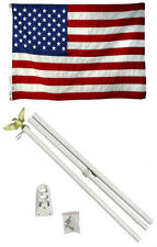 2x3 2'x3' USA American 50 Star Flag White Pole Kit Set Residential Commercial picture