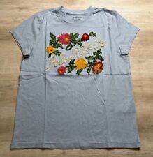 Polo Ralph Lauren Womens T-Shirt Light Blue M Polo RL & Co Flower Embroidered picture