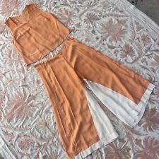 Vintage 1920s 1930s Orange & White Silk  Beach Pajamas Palazzo Pants B. Altman picture
