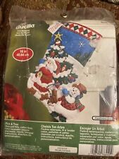 Bucilla Plaid Pick A Tree Felt Christmas Stocking Kit 86440 Santa Snowman NIP picture