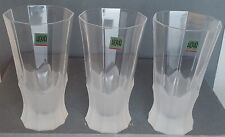 HOYA Crystal Highball Whiskey Tumbler Set of 3 Frosted Glasses Retired Japan picture