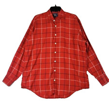 Vintage Burberry Shirt Men Large Red Plaid Check American Button Long Sleeve USA picture
