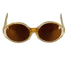 Vintage Lucite Gold White Oversized Oval Sunglasses Eyeglasses Frames Made USA picture