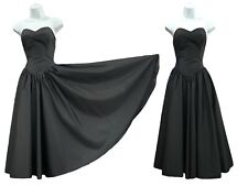 vintage 1950s Style Retro Strapless Fit Flare Taffeta Black 1980s Dress picture
