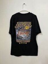 Vintage 2002 Kobe Shaq Los Angeles Lakers World Champions 3-Peat Black Rap Tee picture