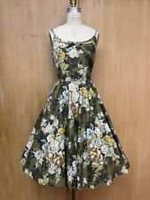 Vintage 1950s Floral Sundress Dress Circle Skirt Summer Cotton Swing Homemade S picture