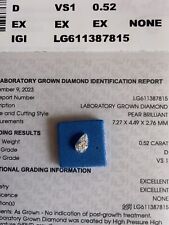 D VS1 0.52  IGI Lab Grown Pear Brilliant Diamond With Certificate NEW picture