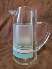 Vintage Rare Cocktail Retro Culver Pitcher Frosted Clear White and Turquoise picture