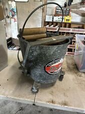 Vintage Deluxe Galvanized Metal 6 Gal. Oval Mop Bucket W/ Wringer Amazing Shape picture