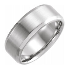 8mm Continuum Sterling Silver Beveled Edge Satin Comfort Fit Band picture