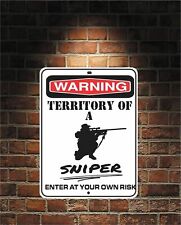 Warning Territory Of a SNIPER 9x12 Predrilled Aluminum Sign Free US Shipping  picture