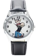 Popeye The Sailor Man Black Leather Band Wrist Watch picture