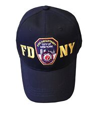 FDNY BASEBALL HAT BALL CAP NAVY YELLOW FIRE DEPARTMENT NEW YORK  BADGE MENS picture