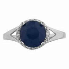 2.3ct Round Natural Sapphire Split Shank 14k SOLID White Gold Engagement Ring picture