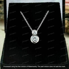 2.50 Ct Lab Created Diamond Bezel Set Pendant Necklace 14K White Gold Plated picture