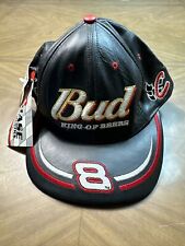 VTG Dale Earnhardt Jr #8 Leather Hat NASCAR Bud King of Beers Chase BLACK NEW picture