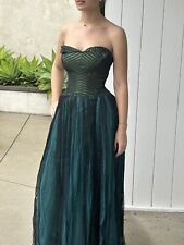 Vintage 50s Harlene Design Prom Gown Dress pannier Boning Green Strapless picture