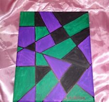 Handpainted Rare Tricolor Abstract Original Acrylic Painting On Canvas OOAK  picture