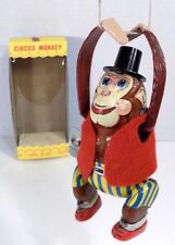 TPS Circus Monkey high wire acrobat tin toy chimp T.P.S. Japan 1967 picture