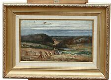 HARVEST - WORK IN THE FIELD - 19TH CENTURY OIL PAINTING picture