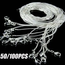 50 100Pcs Wholesale 1mm Silver Plated Snake Chain Necklace 16