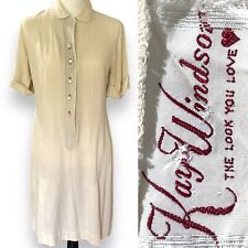 Vintage 60s Kay Windsor Dress Womens Cream Shift A Line Mod Scooter Buttons picture