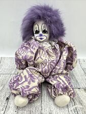 Vintage Q-Tee Clown Doll Figure Purple Floral 8 Inches Long Dark Hair picture