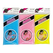 Lot of 3 Salux Blue/Pink/Yellow Nylon Japanese Beauty Skin Bath Wash Cloth/Towel picture