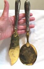 VINTAGE STERLING SILVER GOLD PLATE SERVING UTENSIL LOT OF 2 PIECES 232 GRAMS picture