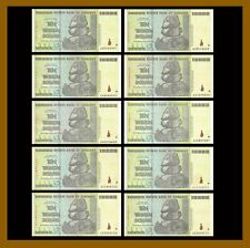 10 x ZIMBABWE 10 Trillion Dollar AA Circulated Used 2008, 100 % Authentic COA picture