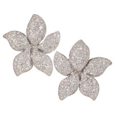 Micro Pave Set Glittering Lab-Created Diamonds 935 Silver Flower Design Earrings picture