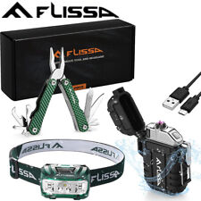 Flissa 3PC 12 in 1 Multitool Plier Waterproof LED Headlamp Windproof Lighter Set picture