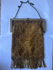 Antique French Silver Gold Steel Beads Micro Steel Beads Large Tasseled Purse picture