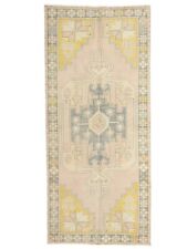 Vintage Turkish Handmade 4'1''x9'2'' Large Oushak Runner,Entryway and Foyer Rug picture