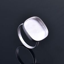 925 Sterling Silver Cushion Blank Bezel Cup Stone Setting Ring Supplies picture